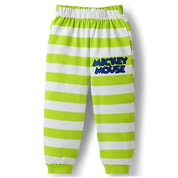 Babyhug Disney Single Jersey Knit Full Sleeves Pyjama Night Suit with Mickey Mouse Graphics - Limegreen