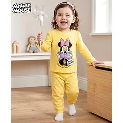 Babyhug Disney Full Sleeves T-Shirt & Pyjama Night-Suit With Minnie Mouse Graphics - Yellow
