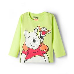 Babyhug Disney Single Jersey Knit Full Sleeves T-Shirt & Pyjama Night-Suit With Winnie The Pooh Graphics - Neon Green
