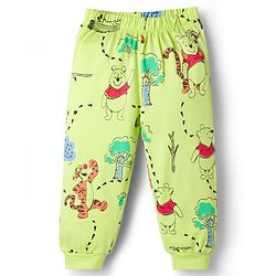Babyhug Disney Single Jersey Knit Full Sleeves T-Shirt & Pyjama Night-Suit With Winnie The Pooh Graphics - Neon Green