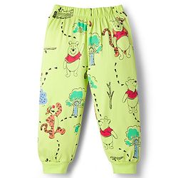 Babyhug Disney Single Jersey Knit Full Sleeves T-Shirt & Pyjama Night-Suit With Winnie The Pooh Graphics - Neon Green