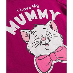 Babyhug Disney Single Jersey Knit Full Sleeves T-Shirt & Pyjama Night Suit With Polka Dots & Marie Graphics - Dark Pink