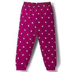 Babyhug Disney Single Jersey Knit Full Sleeves T-Shirt & Pyjama Night Suit With Polka Dots & Marie Graphics - Dark Pink