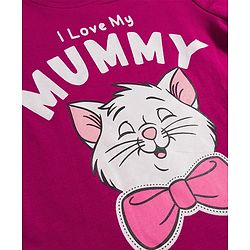 Babyhug Disney Single Jersey Knit Full Sleeves T-Shirt & Pyjama Night Suit With Polka Dots & Marie Graphics - Dark Pink