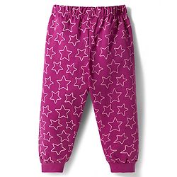 Babyhug Disney Single Jersey Knit Full Sleeves T-Shirt & Pyjama Night Suit with Elsa Graphics - Purple