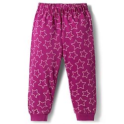 Babyhug Disney Single Jersey Knit Full Sleeves T-Shirt & Pyjama Night Suit with Elsa Graphics - Purple