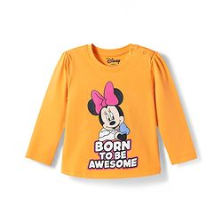Babyhug Disney Single Jersey Knit Full Sleeves T-Shirt & Pyjama Night Suit with Minnie Mouse Graphics - Orange