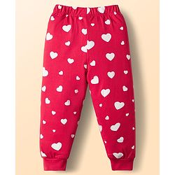 Babyhug Disney Single Jersey Knit Full Sleeves T-Shirt & Pyjama Night Suit With Minnie Mouse Graphic - Red