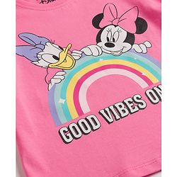 Babyhug Disney Single Jersey Knit Full Sleeves T-Shirt & Pyjama Night-Suit With Minnie Mouse Graphics - Pink
