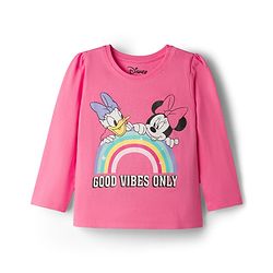 Babyhug Disney Single Jersey Knit Full Sleeves T-Shirt & Pyjama Night-Suit With Minnie Mouse Graphics - Pink