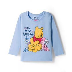 Babyhug Single Jersey Knit Full Sleeves T-Shirt & Pyjama Night Suit With Polka Dots & Winnie The Pooh Graphics - Blue