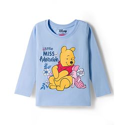 Babyhug Single Jersey Knit Full Sleeves T-Shirt & Pyjama Night Suit With Polka Dots & Winnie The Pooh Graphics - Blue