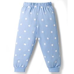 Babyhug Single Jersey Knit Full Sleeves T-Shirt & Pyjama Night Suit With Polka Dots & Winnie The Pooh Graphics - Blue