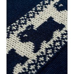 Babyhug Knit Full Sleeves Sweater Set With Animal Design - Navy Blue