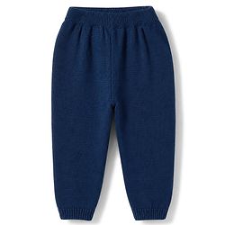 Babyhug Knit Full Sleeves Sweater Set With Animal Design - Navy Blue