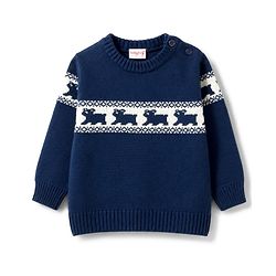 Babyhug Knit Full Sleeves Sweater Set With Animal Design - Navy Blue