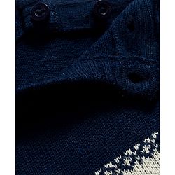 Babyhug Knit Full Sleeves Sweater Set With Animal Design - Navy Blue