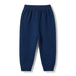 Babyhug Knit Full Sleeves Sweater Set With Animal Design - Navy Blue