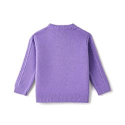 Babyhug Knit Full Sleeves Sweater Set with Cable Knit Design - Purple