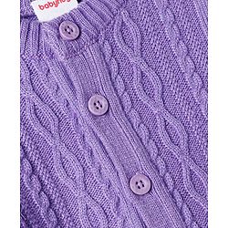 Babyhug Knit Full Sleeves Sweater Set with Cable Knit Design - Purple