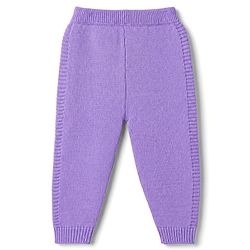 Babyhug Knit Full Sleeves Sweater Set with Cable Knit Design - Purple