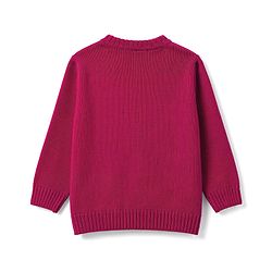 Babyhug Full Sleeves Sweater Set With Chevron Knitting Design - Wine
