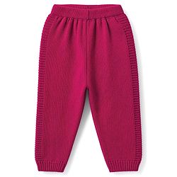 Babyhug Full Sleeves Sweater Set With Chevron Knitting Design - Wine