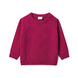Babyhug Full Sleeves Sweater Set With Chevron Knitting Design - Wine