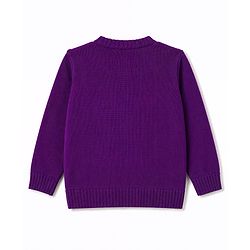 Babyhug Full Sleeves Sweater Set With Chevron Knitting Design - Purple