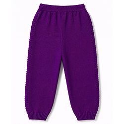 Babyhug Full Sleeves Sweater Set With Chevron Knitting Design - Purple