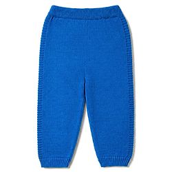 Babyhug Knit Full Sleeves Striped Hooded Sweater Set with Floral Design - Blue
