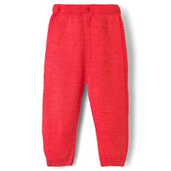 Babyhug Knit Full Sleeves Striped Sweater Set with Hood - Red