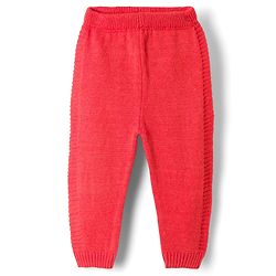 Babyhug Knit Full Sleeves Striped Sweater Set with Hood - Red