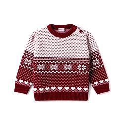 Babyhug Knit Full Sleeves Floral Designed Sweater Set with Cap - Wine