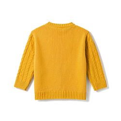 Babyhug Knit Full Sleeves Sweater Set With Cap & Cable Knit - Mustard