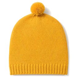 Babyhug Knit Full Sleeves Sweater Set With Cap & Cable Knit - Mustard