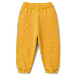 Babyhug Knit Full Sleeves Sweater Set With Cap & Cable Knit - Mustard
