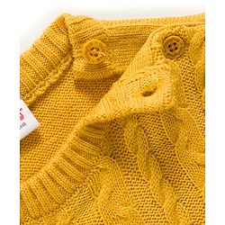 Babyhug Knit Full Sleeves Sweater Set With Cap & Cable Knit - Mustard