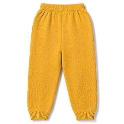 Babyhug Knit Full Sleeves Sweater Set With Cap & Cable Knit - Mustard