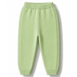 Babyhug Knit Full Sleeves Solid Textured Sweater Set With Cap - Light Green
