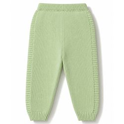 Babyhug Knit Full Sleeves Solid Textured Sweater Set With Cap - Light Green