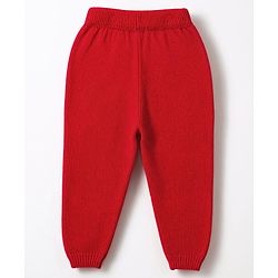 Babyhug Knit Full Sleeves Sweater Set With Santa Design - Red