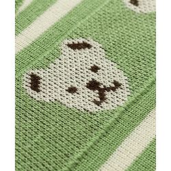 Babyhug Knit Full Sleeves Striped Sweater Set With Bear Design - Green