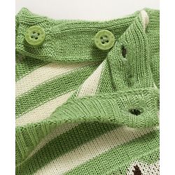 Babyhug Knit Full Sleeves Striped Sweater Set With Bear Design - Green