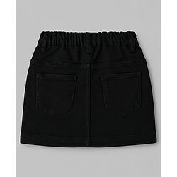Babyhug Denim Mid Thigh Tropical Theme Embroidered Skirt With Stretch - Black