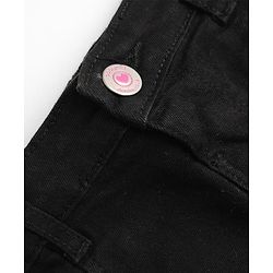 Babyhug Denim Mid Thigh Tropical Theme Embroidered Skirt With Stretch - Black