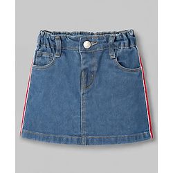 Babyhug Denim Mid Thigh Solid Skirts With Stretch - Blue