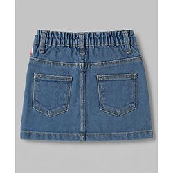 Babyhug Denim Mid Thigh Solid Skirts With Stretch - Blue