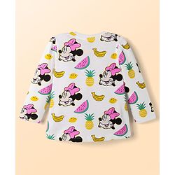Babyhug Disney Single Jersey Knit Full Sleeves T-Shirt & Pyjama Night Suit with Minnie Mouse Print - White