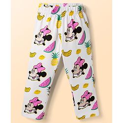 Babyhug Disney Single Jersey Knit Full Sleeves T-Shirt & Pyjama Night Suit with Minnie Mouse Print - White